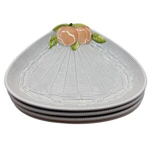 Georges Briard Appetizer Plate Set of 4 Peach Bamboo Embossed Mid Century Modern